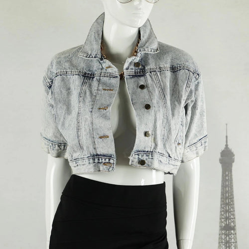 Bow Surprise Acid Wash Denim Jacket (Fits up to a Medium/Large)