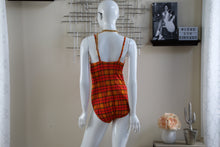 Vintage Orange Plaid Swimsuit (Size 10)