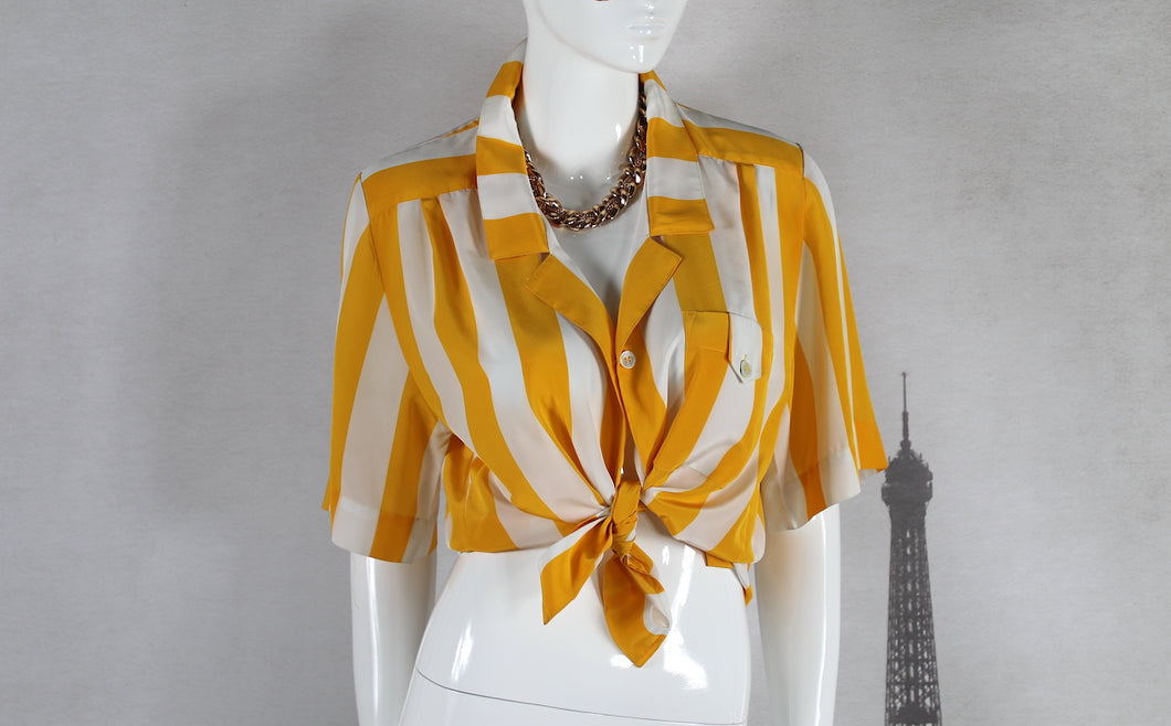 Vintage Yellow Button Up (Fits up to a Size 10)