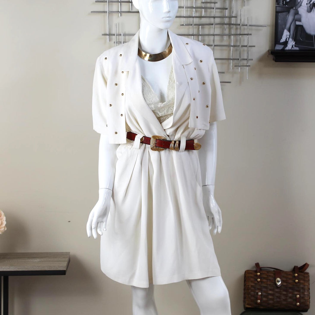 Studded White Romper (Fits up to a Size 8)