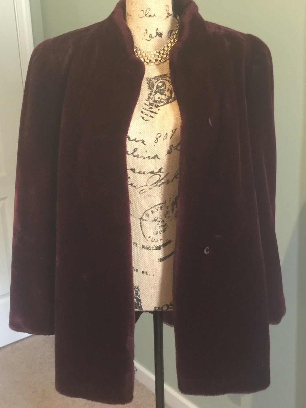 Vintage Burgundy Faux Fur Coat