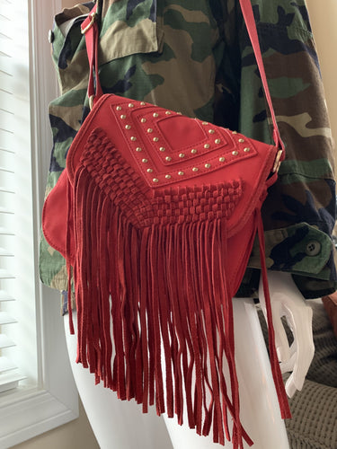 Red Fringe Shoulder Bag / Crossbody
