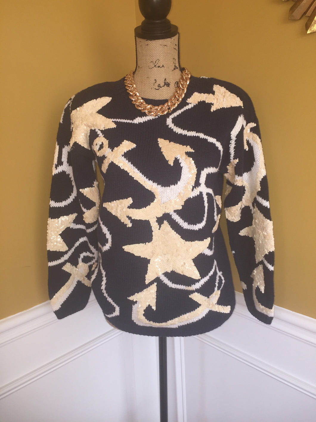 Nautical Sequined Sweater - Fits up to a Medium