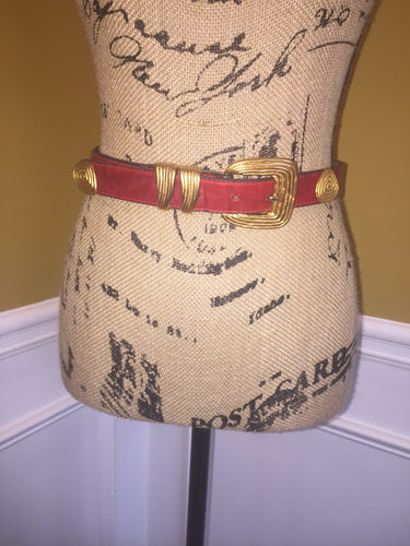 Vintage Red Leatherock Belt - Size Small