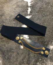 Navy Gold Chain Belt - Size Large